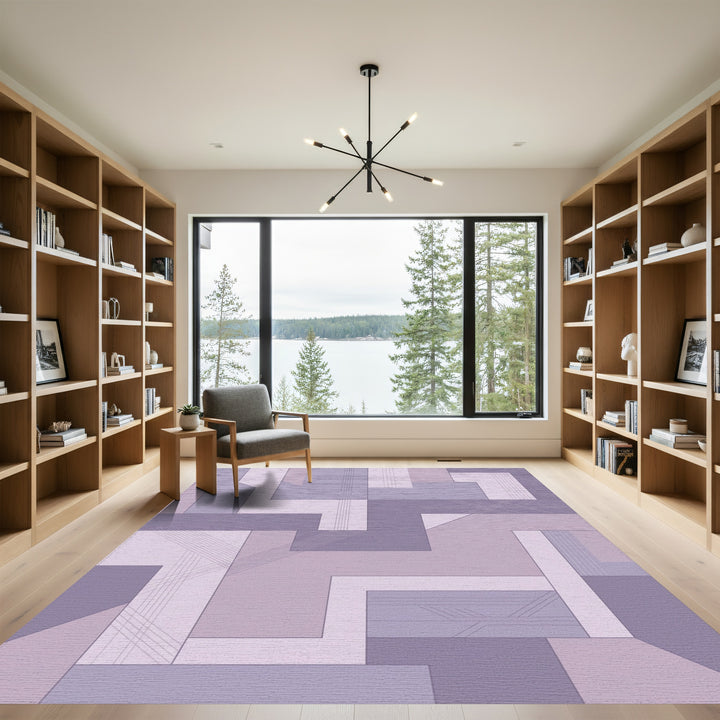 Pastel Lavender Geometric Abstract Layers Rug