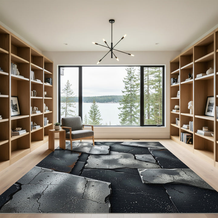 Cracked Concrete Abstract Tones Rug