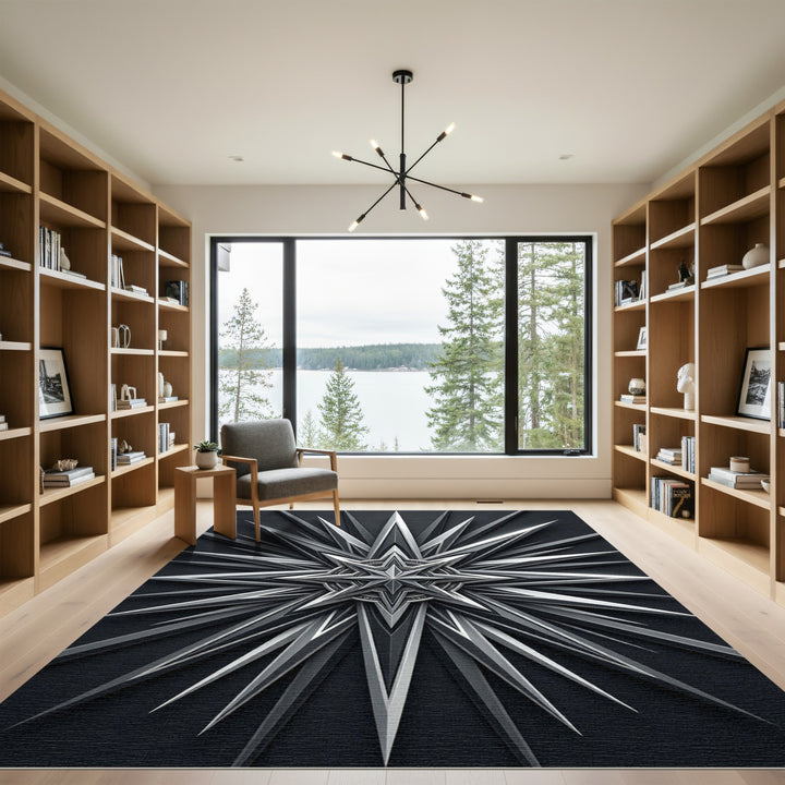 Abstract Metallic Starburst Rug