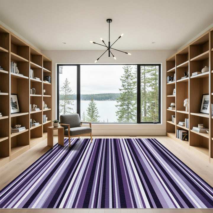 Deep Purple Gradient Vertical Stripe Rug