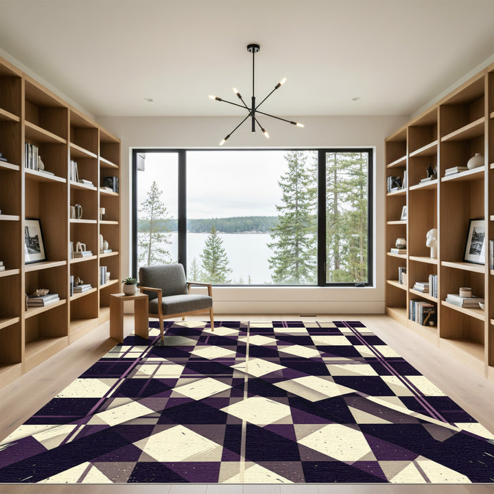 Bold Purple Plaid Geometric Rug