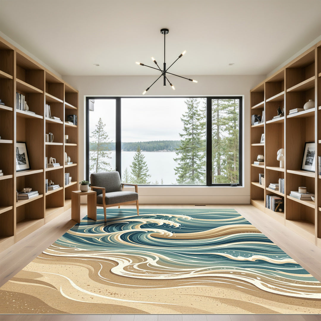 Artistic Abstract Wave Rug