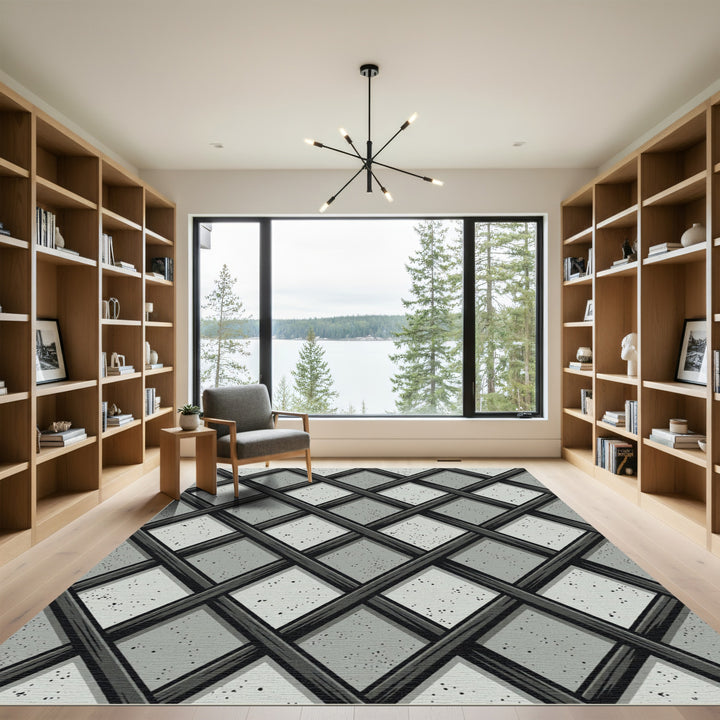 Monochromatic Diamond Lattice Texture Rug
