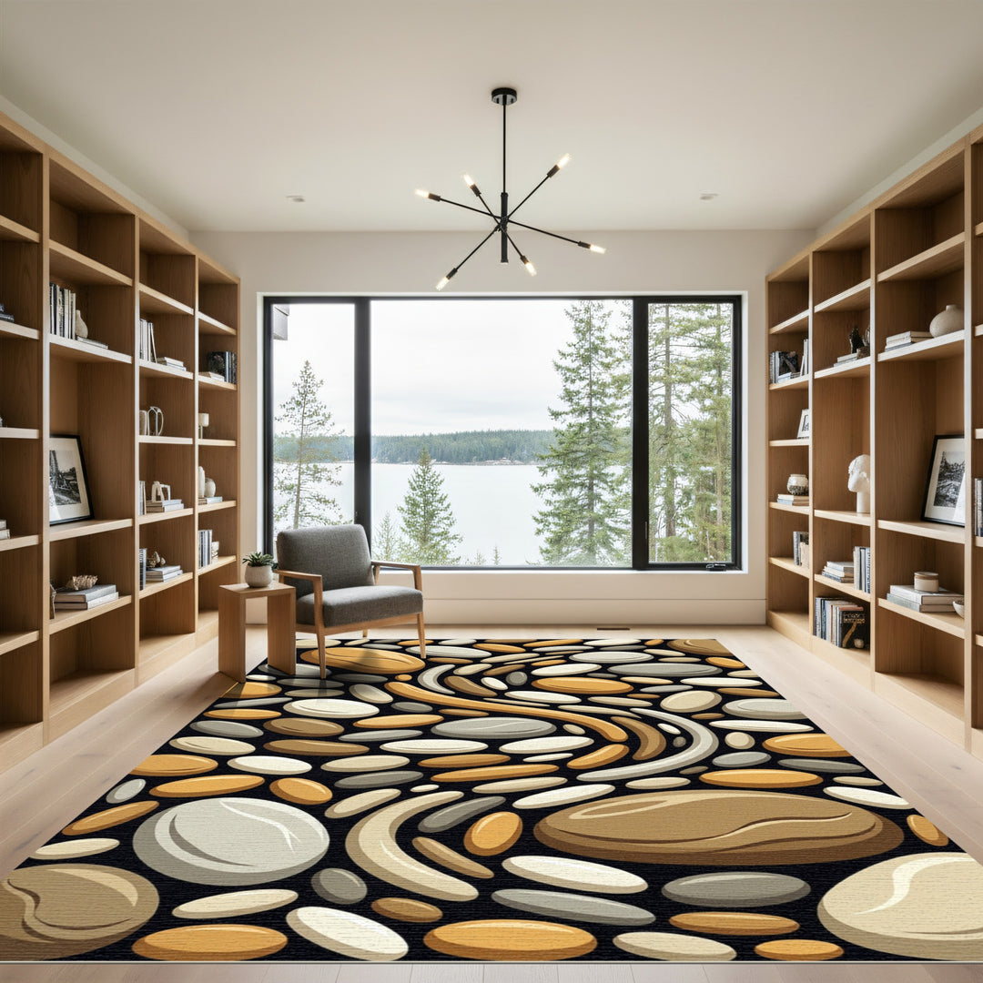 Earthy Smooth Pebble Swirl Rug