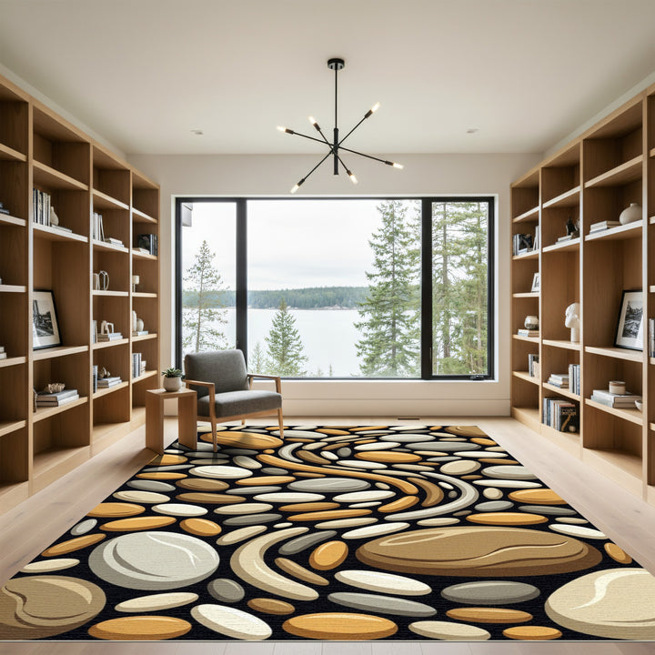 Earthy Smooth Pebble Swirl Rug
