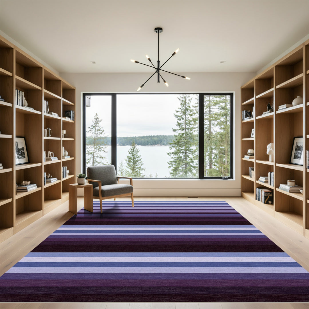 Purple Blue Gradient Horizontal Stripes Rug