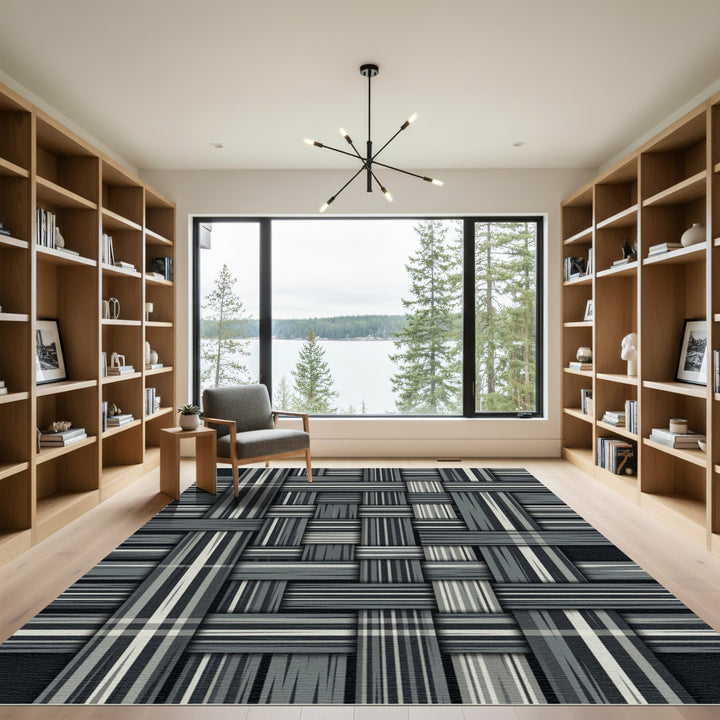 Chic Gray Woven Stripe Rug