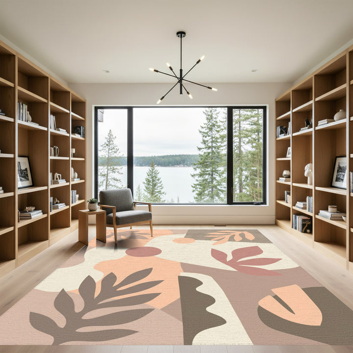 Earthy Tone Abstract Botanical Collage Rug