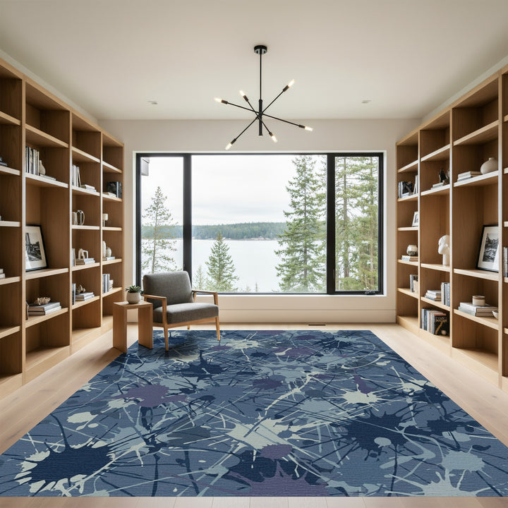 Deep Blue Splash Splatter Abstract Rug