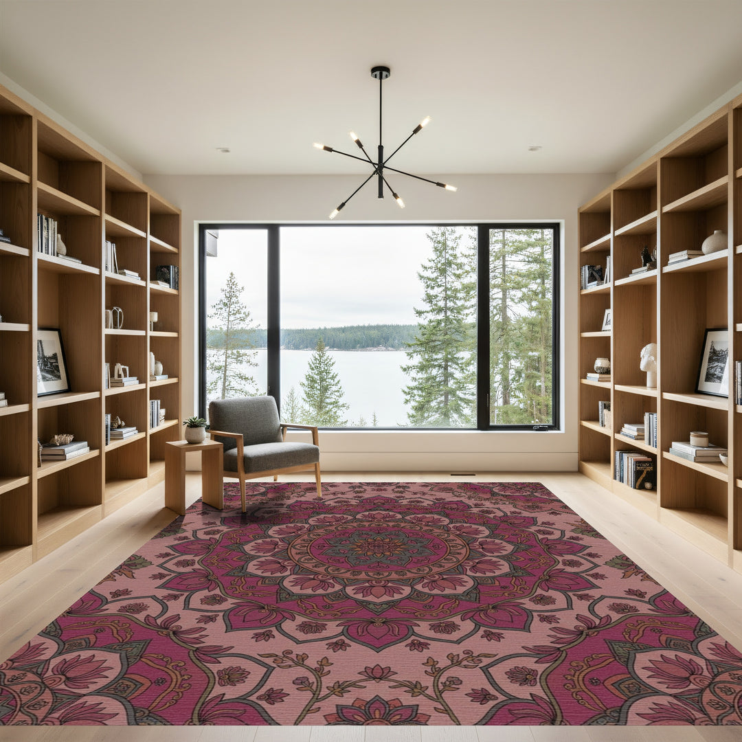 Rose Mandala Floral Harmony Rug