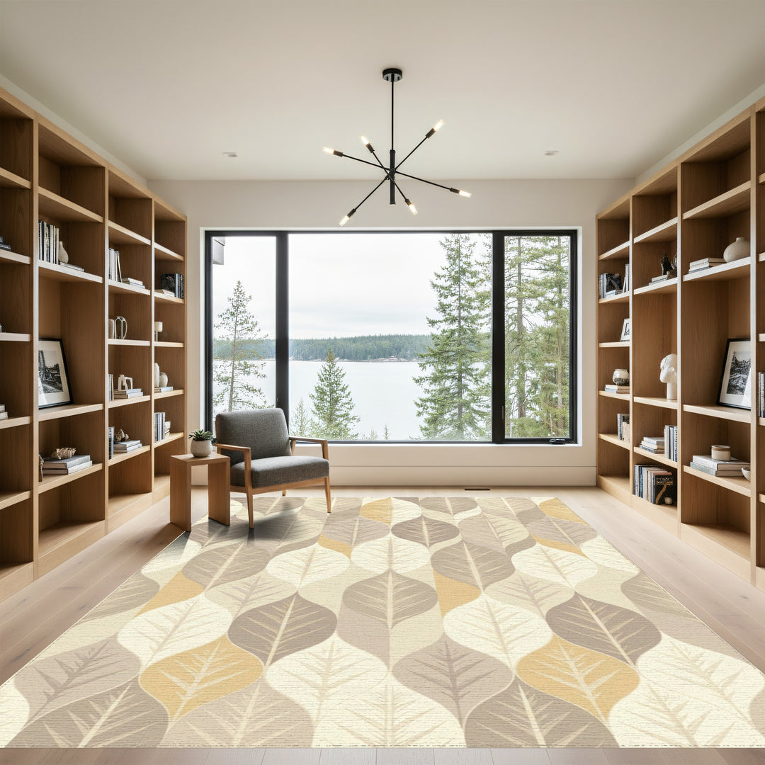 Earthy Leafy Tones Vertical Arrangement Rug