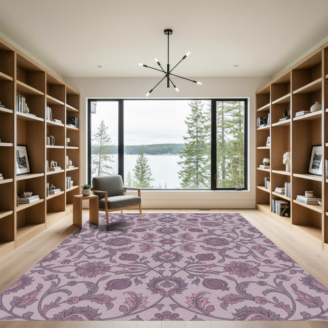 Dusty Rose Floral Pomegranate Medallion Rug