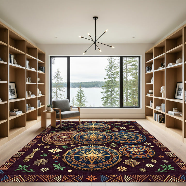 Golden Star Medallion Tribal Ornament Rug