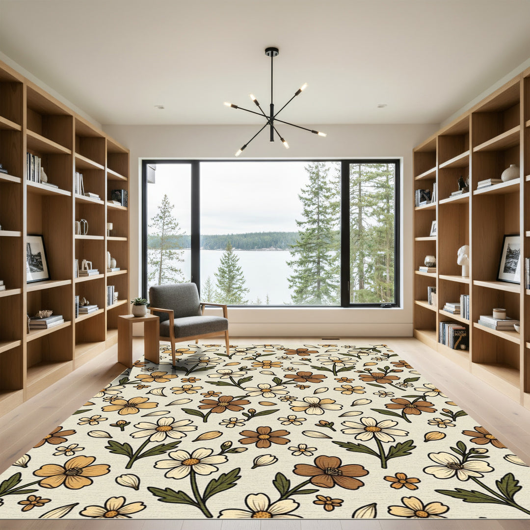 Retro Floral Meadow Charm Rug
