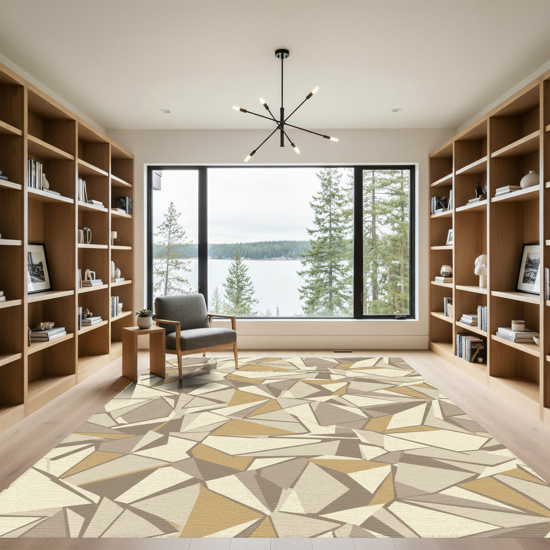 Earthy Geometric Faceted Arrangement Rug