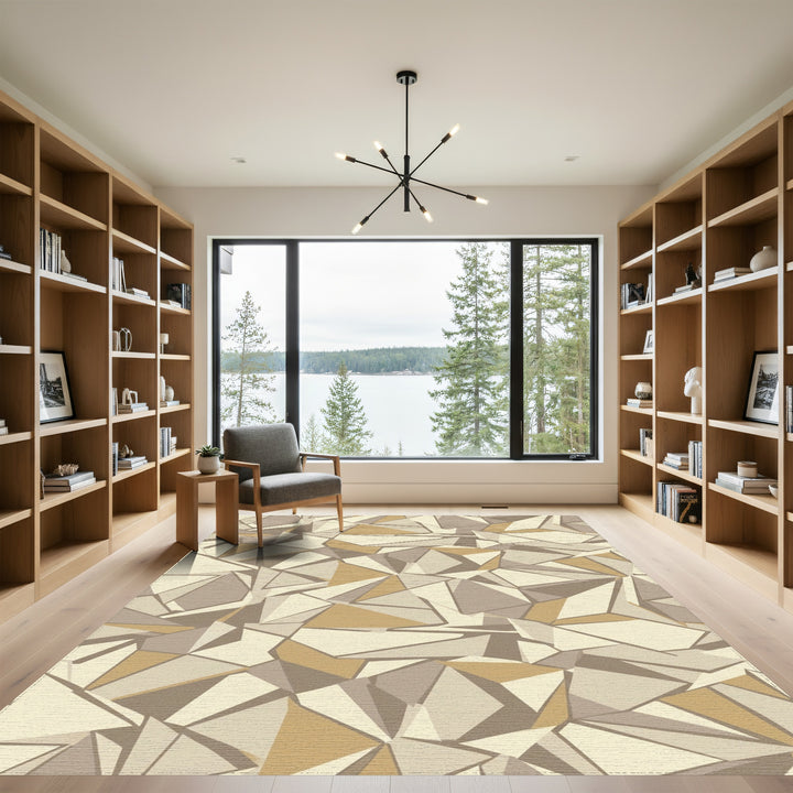 Earthy Geometric Faceted Arrangement Rug