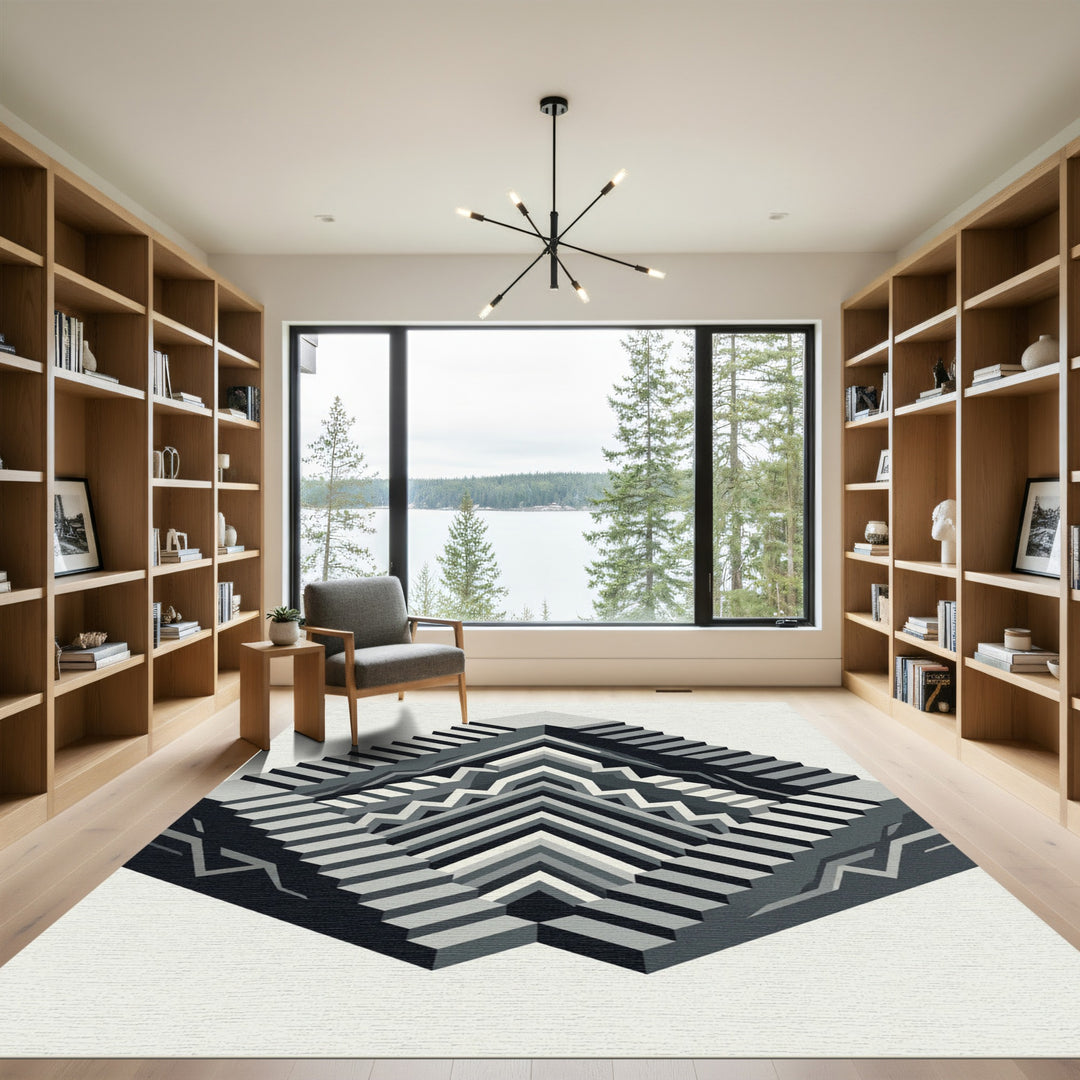 Monochromatic Optical Illusion Staircase Rug