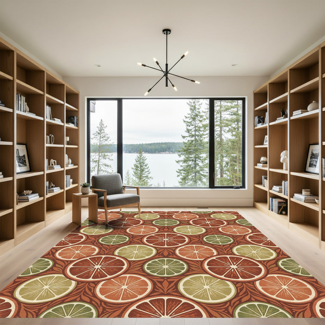 Terracotta Citrus Slice Medallion Rug