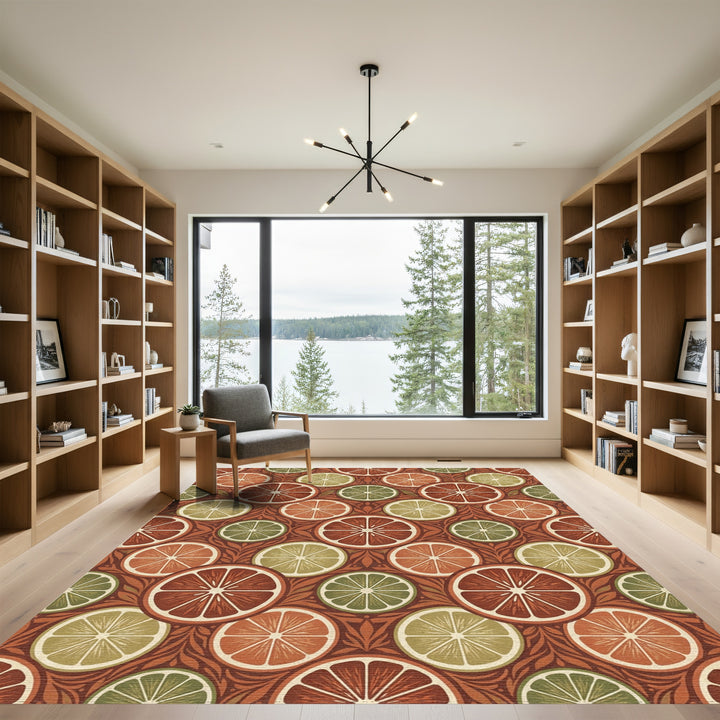 Terracotta Citrus Slice Medallion Rug