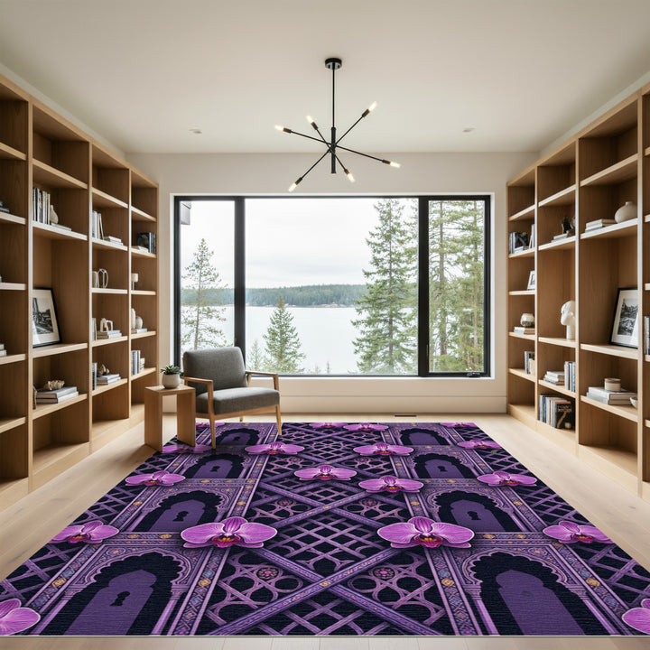 Ornate Purple Orchid Archway Rug
