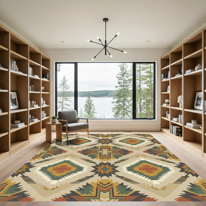 Geometric Southwestern Diamond Medallion Rug