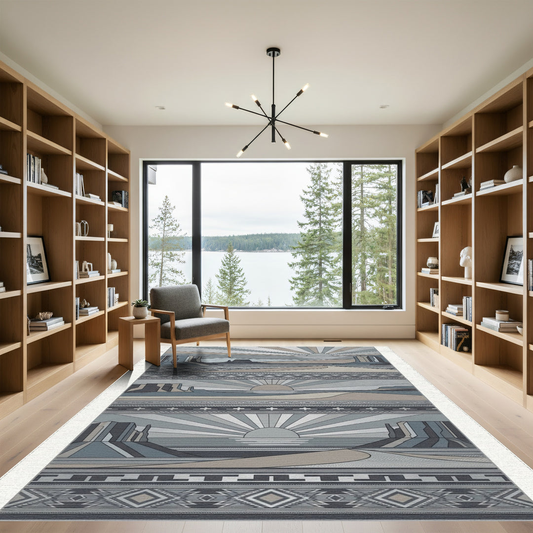 Desert Sun Geometric Tribal Landscape Rug