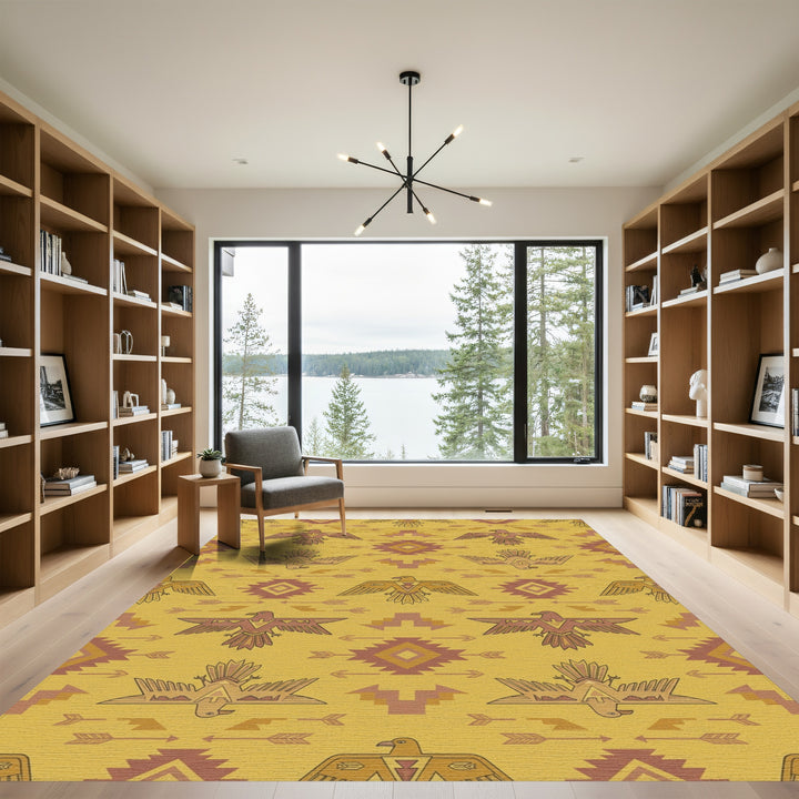 Ochre Thunderbird Geometric Arrow Weave Rug