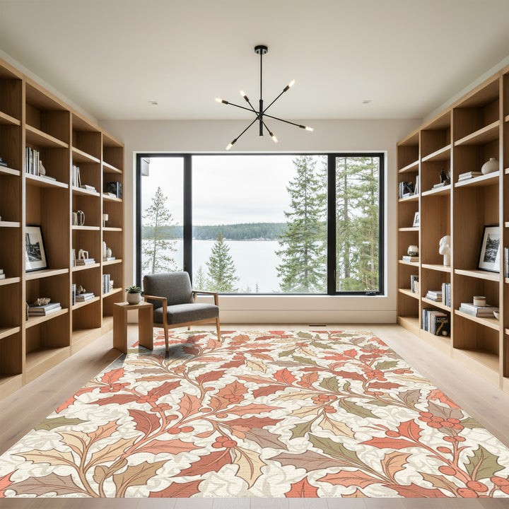 Autumn Berry Holly Botanical Tapestry Rug