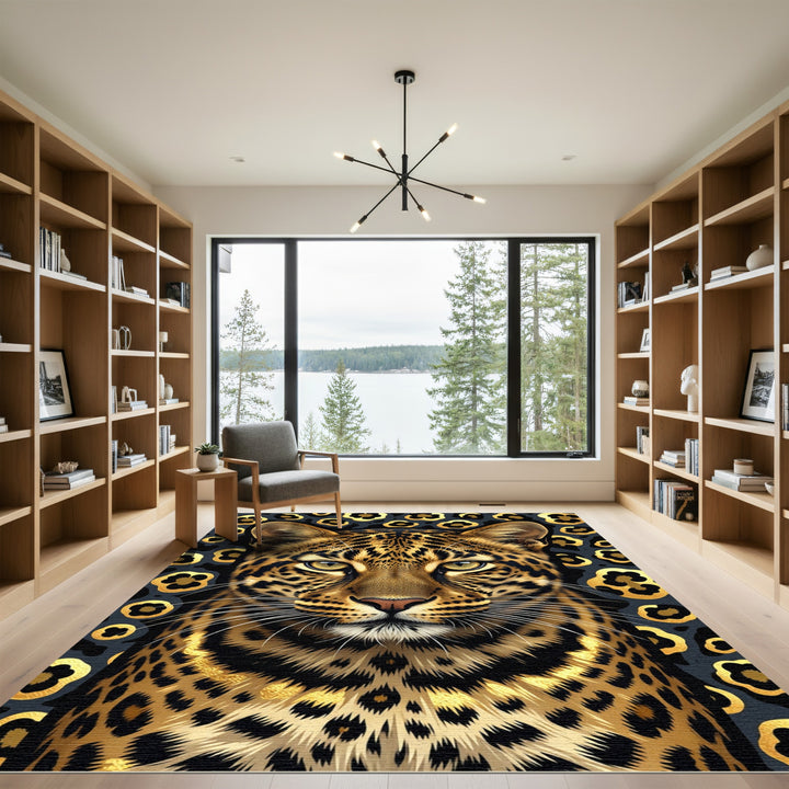 Golden Leopard Spots Background Rug