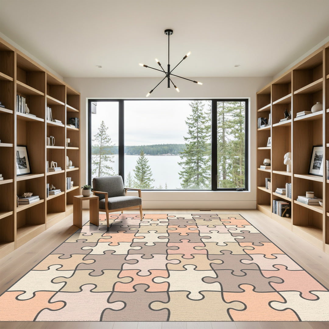 Neutral Tones Puzzle Pieces Rug