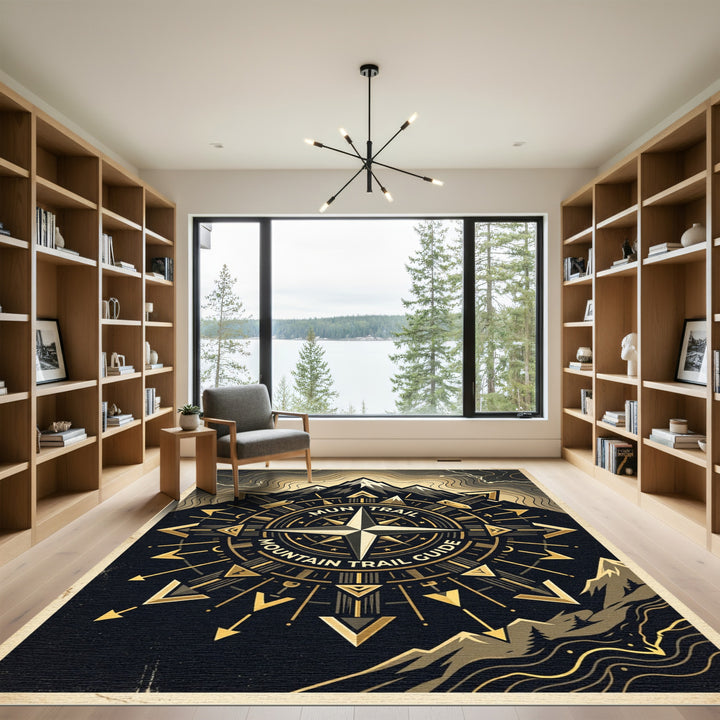 Mountain Trail Compass Rustic Rug