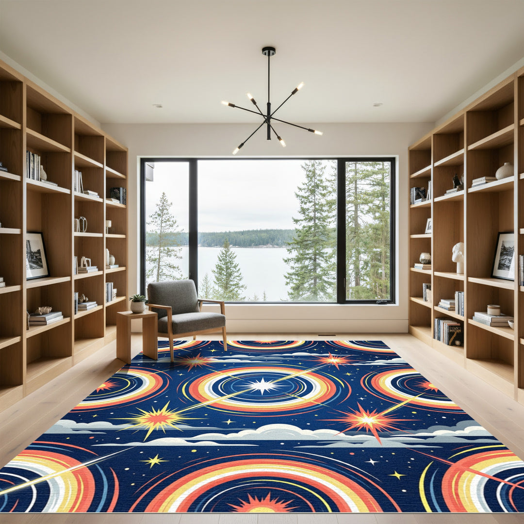 Starry Night Rainbow Rings Rug