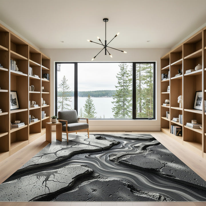Abstract Concrete River Flow Rug