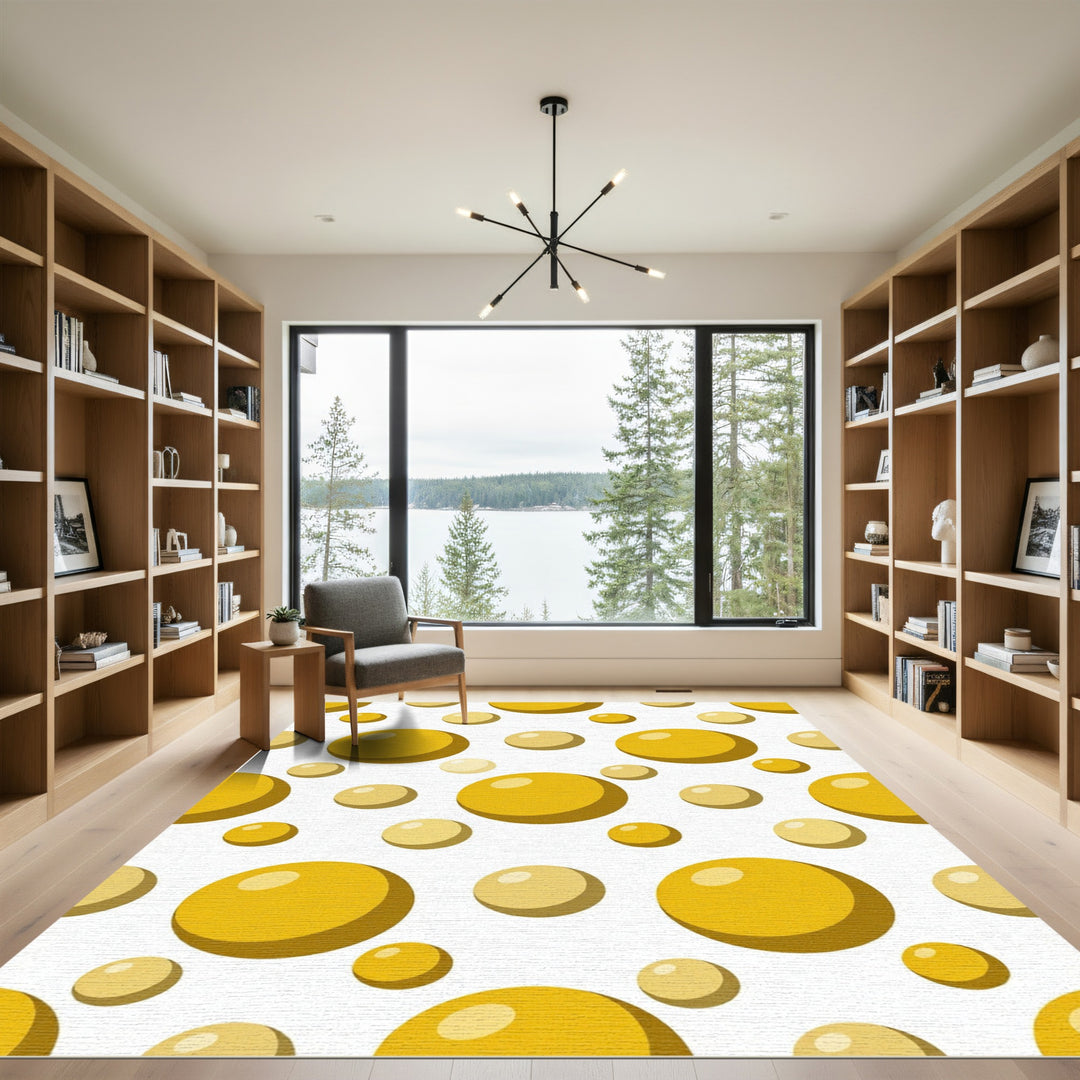 Golden Yellow Bubble Ball Round Rug