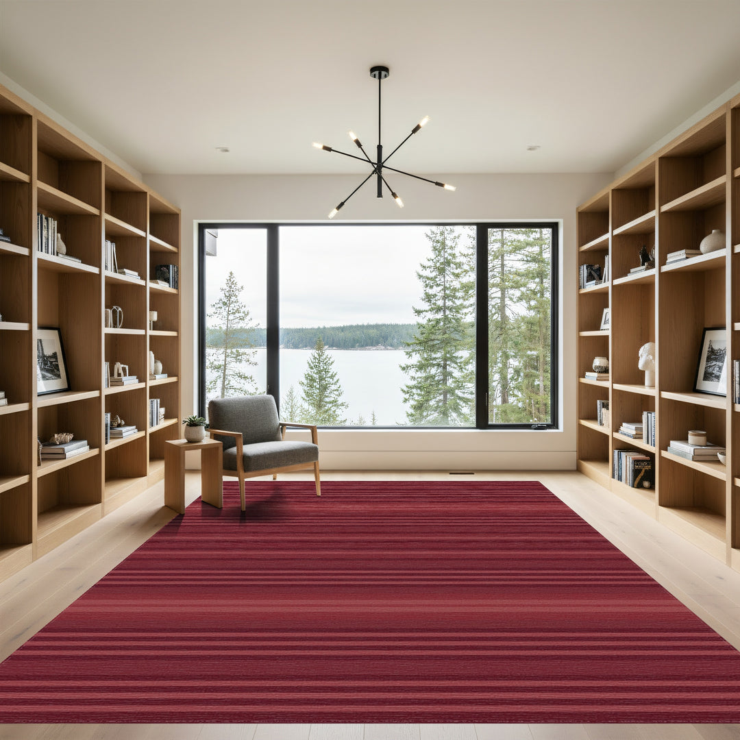 Deep Burgundy Horizontal Stripe Rug