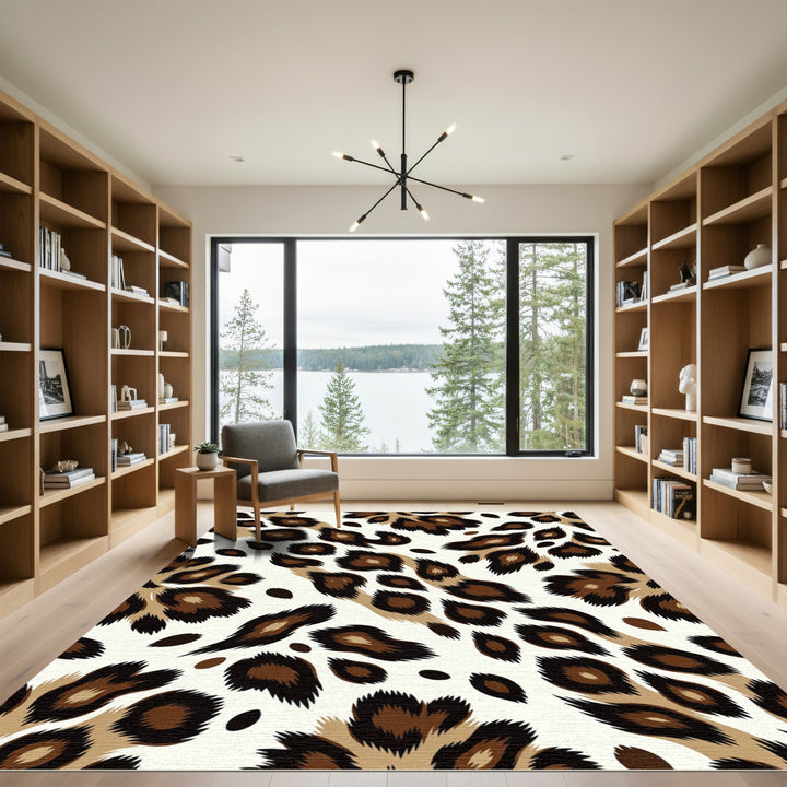 Bold Brown Leopard Spots Rug