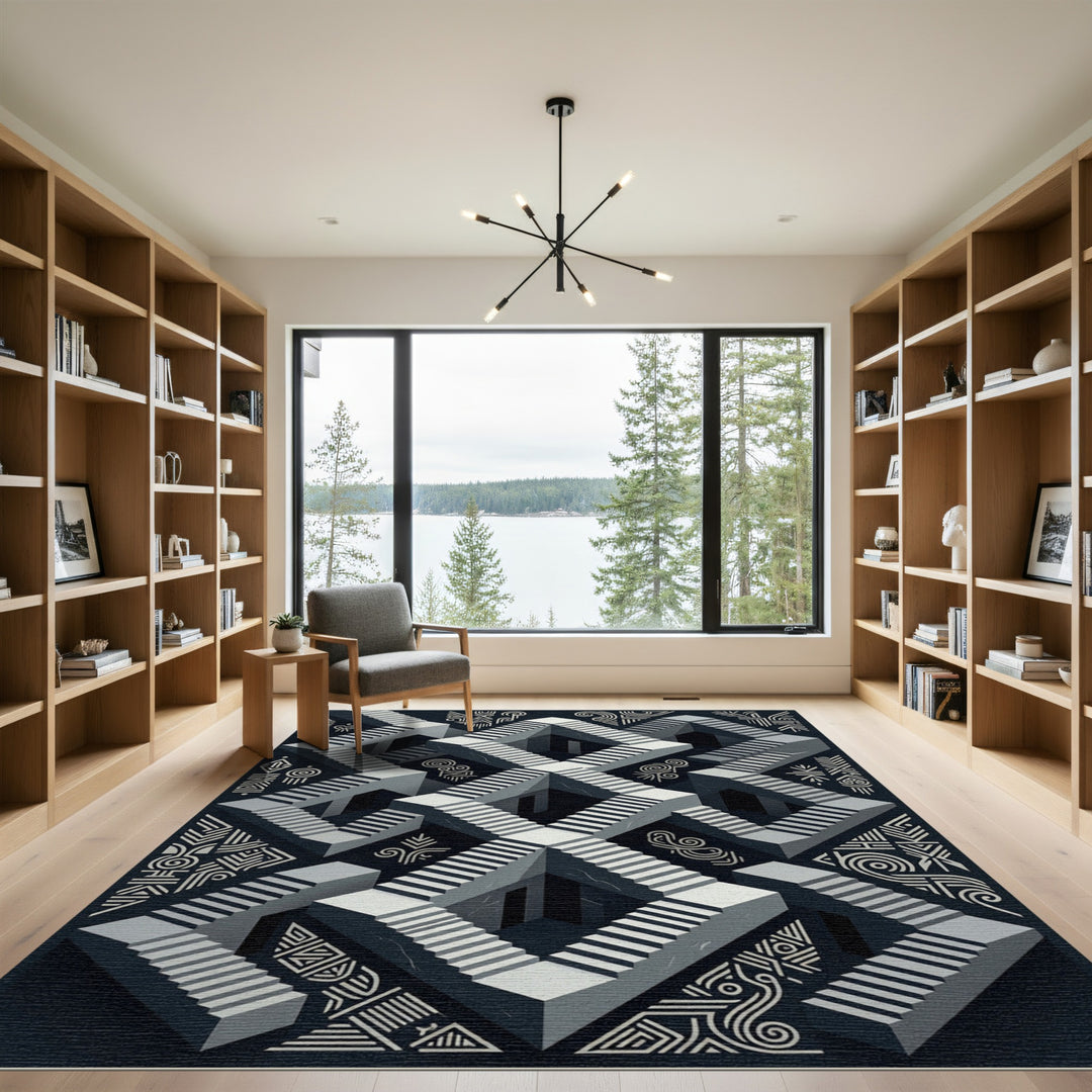 Impossible Stairs Geometric Rug