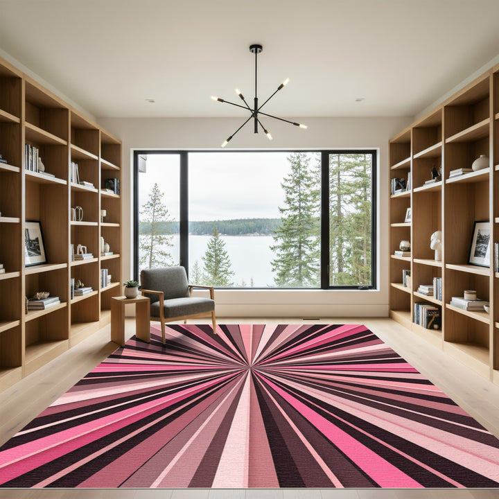 Pink Sunburst Streaks Rug
