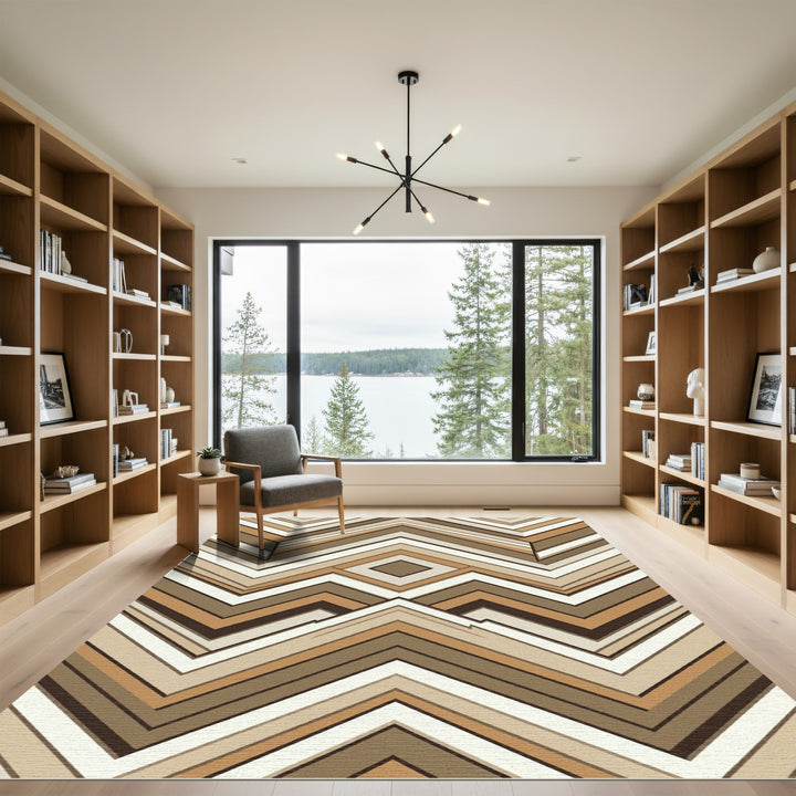 Geometric Wood Grain Zigzag Rug