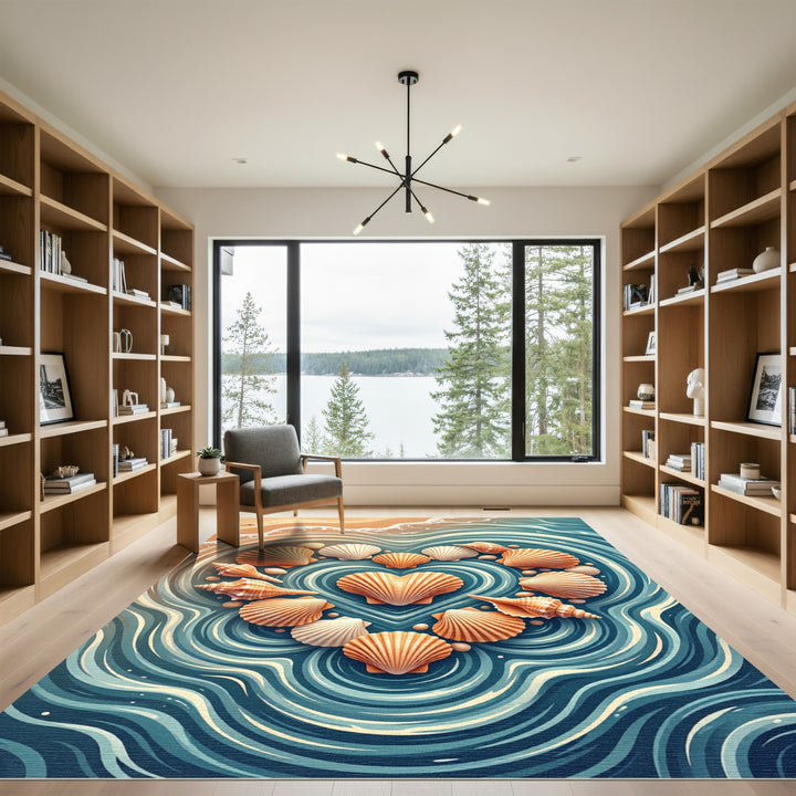 Heart Of Shells Ocean Waves Rug