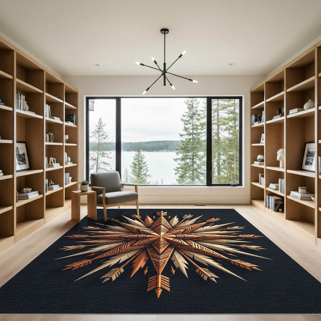 Golden Arrow Compass Starburst Rug