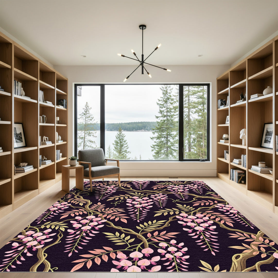 Pink Sakura Blossom Vine Rug