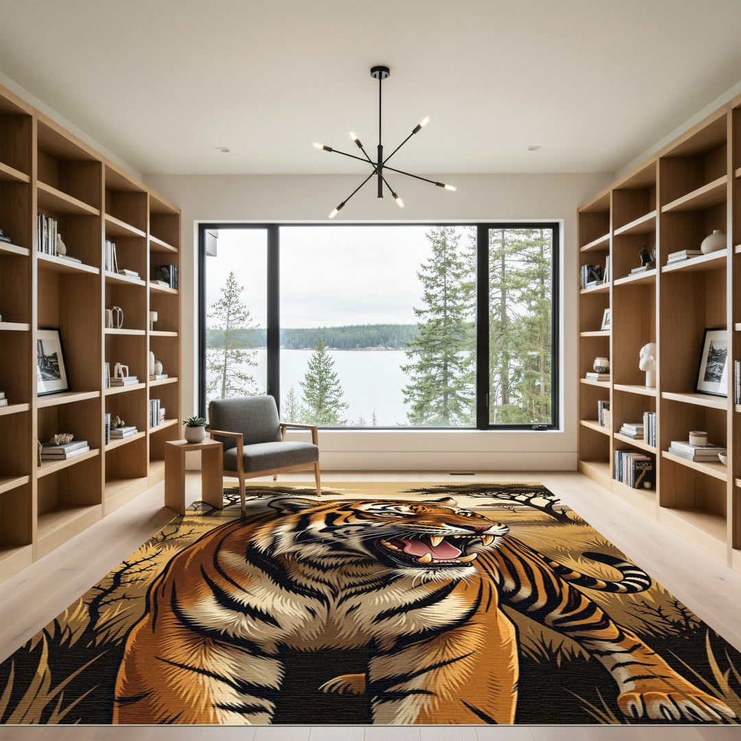 Fierce Orange Tiger Stripes Savanna Rug