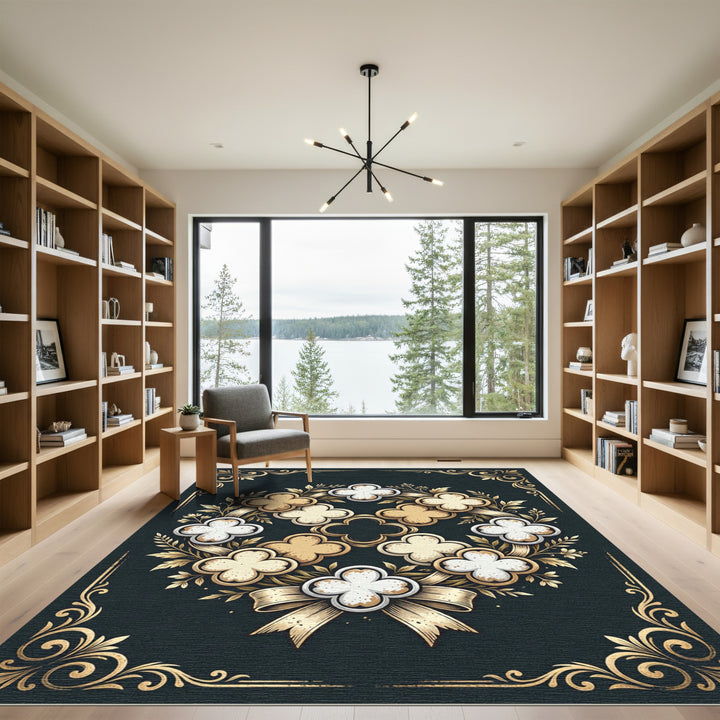 Golden Clover Garland With Ribbon Rug