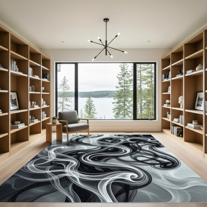 Monochromatic Smoke Swirl Area Rug