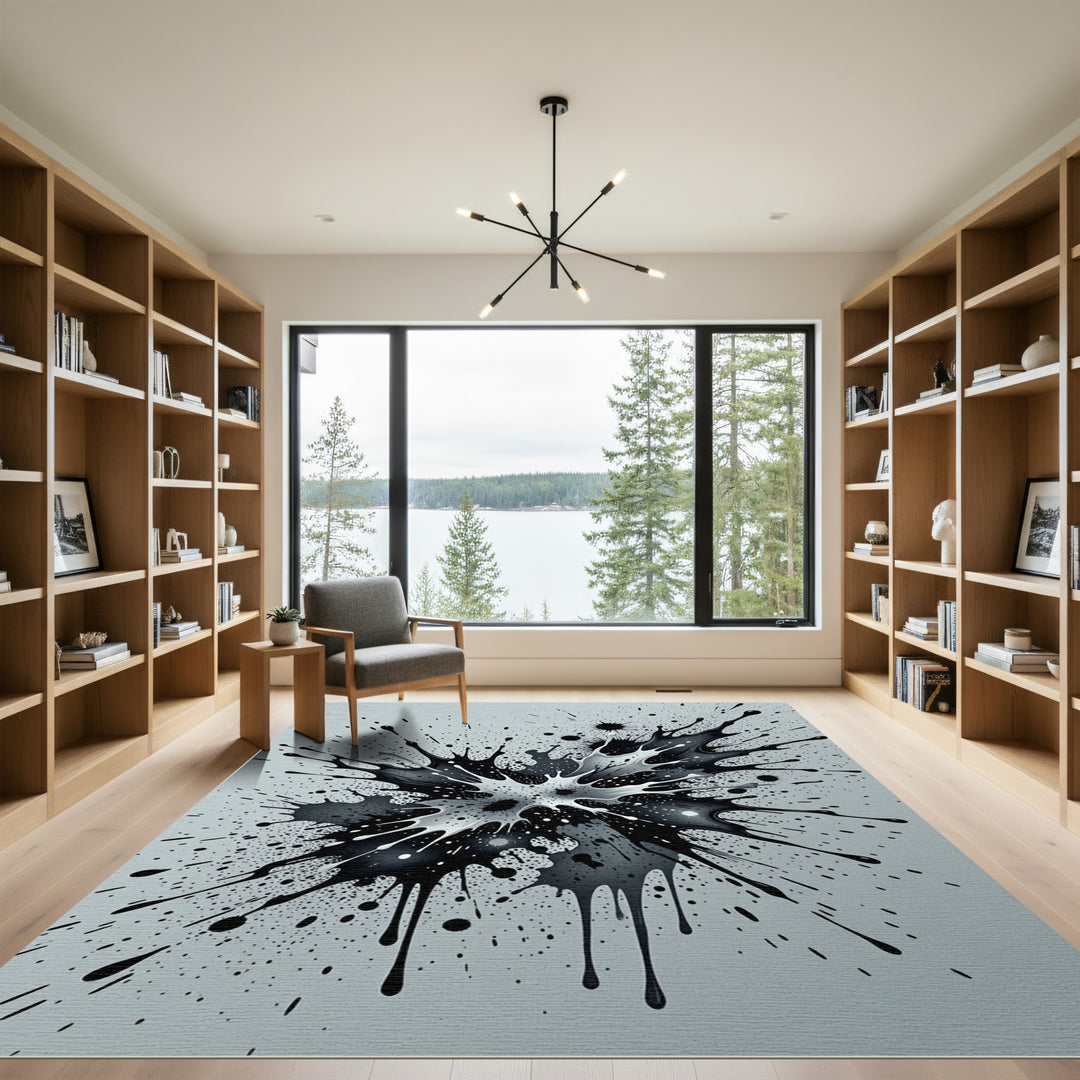 Black and White Liquid Explosion Rug