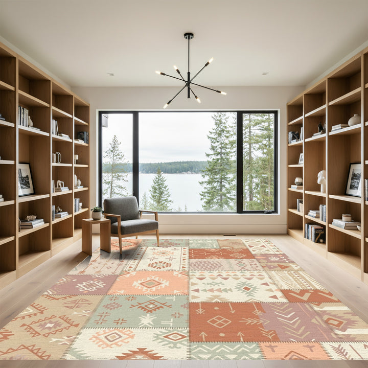 Patchwork Earthy Tone Tribal Medallion Rugs Rug