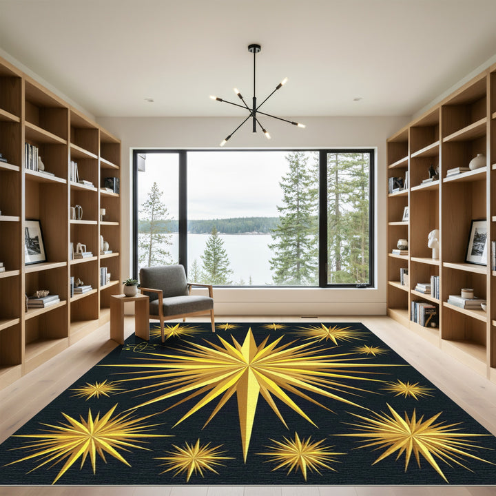 Golden Starburst Atomic Radiance Rug