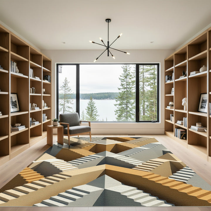 Escher Inspired Geometric Staircase Rug