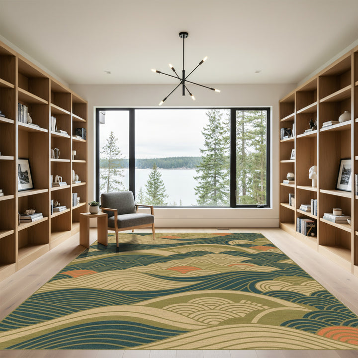 Seascape Sunset Arc Coastal Waves Rug